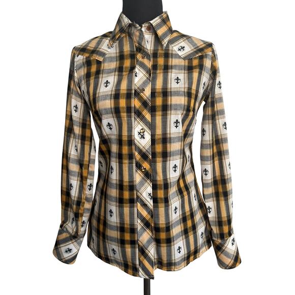 Miller Tops - Vintage Miller Women’s Sz 9/10(*XS) Western Plaid  Embroidered Pearl Snap Shirt